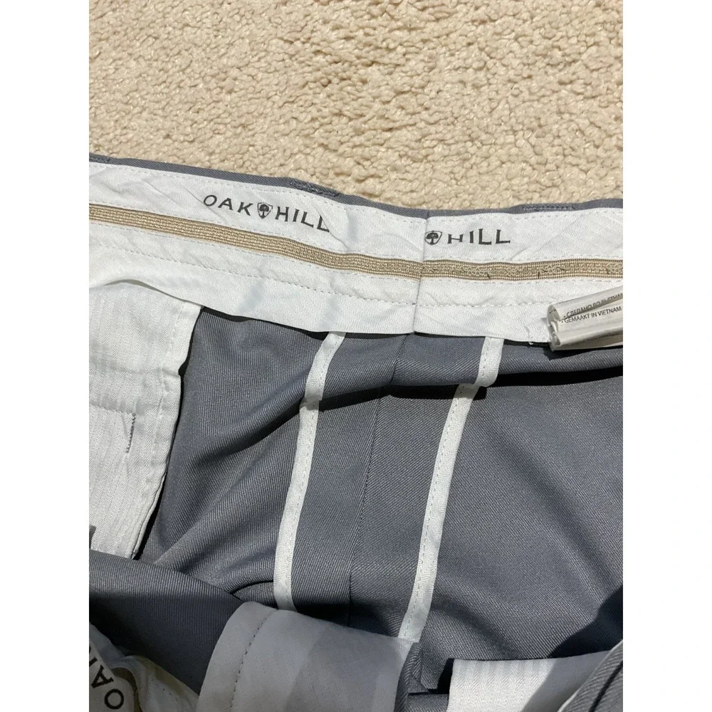 Oak Hill Men's Dress Pants 42x32 Gray Flat Front Business Casual Comfort Stretch